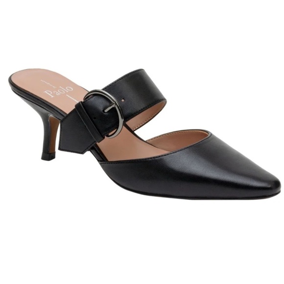 Linea Paolo Cynthia Buckled Kitten Heel Mule Black‎ Size 4.5 - Picture 1 of 6